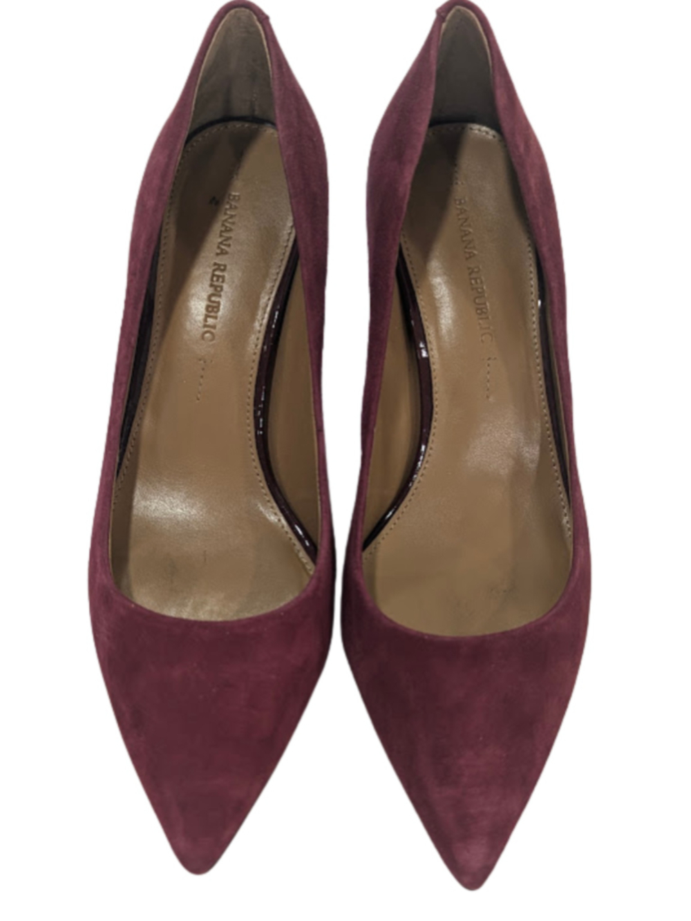 Banana Republic Suede Pumps 8 Burgundy Pointed Toe Stiletto Heels Office Siren - Picture 2 of 12